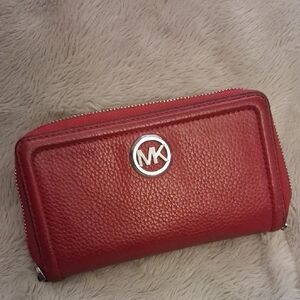 Michael Kors Cherry Red Pebbled Wallet